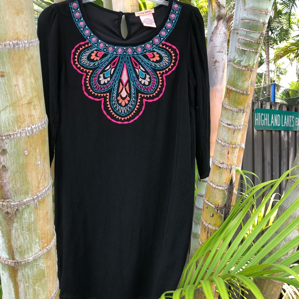 Black dress with embroidery